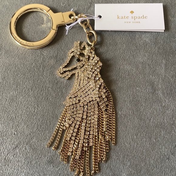 kate spade Accessories - Kate Spade Horse Gold Rhinestones Keychain Fob Purse Charm Luggage Charm NWT